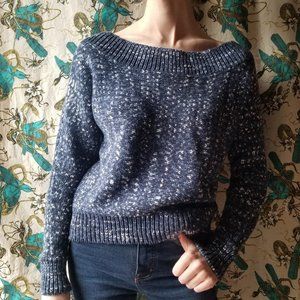 Gap Off the Shoulder Winter Blue Space Dye Sweater (XS)